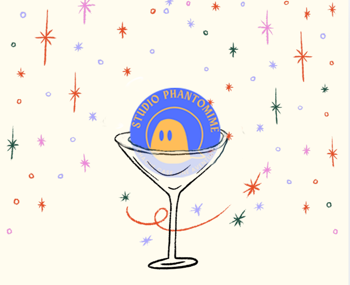 Logi du studio phantomime dans un verre apéritif